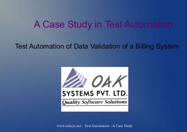Test automation of Data Validation - Case study